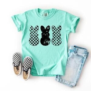 Retro Checkered Peeps Easter T-Shirt, Sa? Bunny Tee